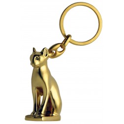 Keychain "Bastet" gold-coloured frosted